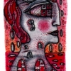 Marion Lucka: Aquarell "Roter Frühlingsschnee2" (2017)
