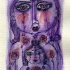 Marion Lucka: Lila-Mutter-Tochter,Aquarell, (2015)