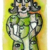 Marion Lucka: Aquarell "Grünfrau" 10 x 15 cm (2018)