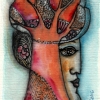 Marion Lucka: Maibaum, Aquarell, 6 x 10 cm (2016)