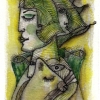 Marion Lucka: Aquarell " Katzenschlaf" 10 x 15 cm (2017)