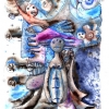 Marion Lucka: Neujahr, Tusche/Aquarell 20 x 30 cm, 2012