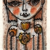 Marion Lucka: Ostergesicht2, 8 x 6 cm, Aquarell( 2016)