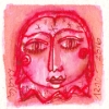 Marion Lucka: Tusche/Aquarell "Rotgesicht" 5 x 5 cm (2016)