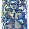Marion Lucka: Samstagnachmittag, Tusche/Aquarell 10 x 15 cm (2012)