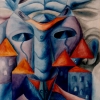 Marion Lucka: Toter Hausgeist, Aquarell (1991)
