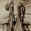 Marion Lucka: Aquarell "Vollmond" 10 x 30 cm (1988)