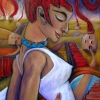 Marion Lucka: Traumfrau, Aryl, 70 x 90 cm (1996)