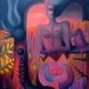 Marion Lucka: Im Garten, Öl, 60 x 70 cm (1994)