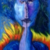 Marion Lucka: Hexenbrand, Öl, 70 x 100 cm (1999)