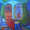 Marion Lucka: Ölgemälde "Anfang" 70 x 100 cm (2019)