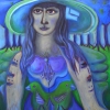 Ölgemälde "Blaue mit Hut" 60 x 80 cm (2020)