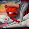 Marion Lucka: Blutender Schmerz, Öl, 60 x 70 cm (1991)91