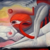Marion Lucka: Blutender Schmerz, Öl, 50 x 60 cm (1991)