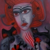 Marion Lucka: Düsterrotfrau, Öl, 60 x 80 cm (2016)