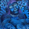 Marion Lucka: Dunkler Engel, Öl, 50 x 50 cm (2011)
