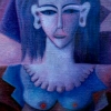 Marion Lucka: Engel in violett, Öl, 40 x 50 cm (1998)