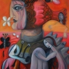 Marion Lucka: Frau mit Fischkopf, 50 x 70 cm (2015)