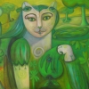 Marion Lucka: Ölgemälde " Frühlingsbotin" 70 x 100 cm (2018)