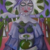 Marion Lucka: Frau mit Frühlingskrone, 60 x 80 cm (2015)