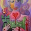 Ölgemälde "Frau mit Planetenaugen" 70 x 100 cm (2023)