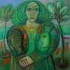 Marion Lucka: "Goldfischfrau" 70 x 100 cm (2017)