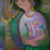 Marion Lucka: Ölgemälde "Grüne Madonna" 70 x 100 cm (2013)