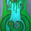 Marion Lucka: Grüne Schwangerschaft, Öl, 50 x 70 cm (2002)