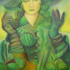 Marion Lucka: Ölgemälde " Grünhörende" 60 x 80 cm (2018)
