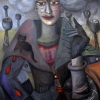 Marion Lucka: Grauhaarige, Öl, 60 x 60 cm (2016)