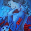 Marion Lucka: Ölgemälde " Fischfrau, dunkel" 60  x  80  cm (2018)