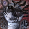 Marion Lucka: Immer wieder schwarz, Öl, 40 x 40 cm (2016)
