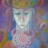 Marion Lucka: Ölgemälde "Kronenfrau" 80 x 90 cm (1998)