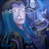Marion Marion Lucka: Ölgemälde "Angst im März" 90 x 90 xm (2008)