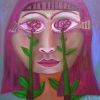Marion Lucka: Ölgemälde "Maifrau 2" 30 x 30 cm (2019)