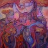 Marion Lucka: Frühlingsfrau, 100 x 100 cm (2013)