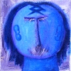 Marion Lucka: Mondgesicht, Öl, 40 x 40 cm (1999)