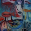 Marion Lucka: Rote Sonne, Öl, 60 x 80 cm(2012)