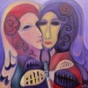 Ölgemälde " Schmetterlingsfrauen" 80 x 80 cm (2023)