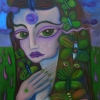 Marion Lucka: Ölgemälde "Schmetterlingsfrau im April" 60 x 80 cm (26. April 2019)