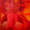 Marion Lucka: Schneckenfrau mit heißen Fischen, Öl, 60 x 80 cm (2016)
