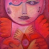 Marion Lucka: Schutzengel, in Rot, Öl, 50 x 60 cm (2012)