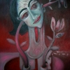 Marion Lucka: Selbstbildnis, Öl, 40 x 50 cm (1998)