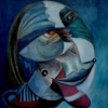 Marion Lucka: Selbstportrait, Öl, 40 x 40 cm (1999)