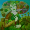 Marion Lucka: "Sommerblüte" 80 x 80 cm (2017)