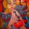 Marion Lucka: Ölgemälde "Sommerkatzen" 60 x 80 cm (2016)