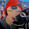 Marion Lucka: Winterkuss, Öl, 60 x 60 cm (2007)