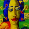 Marion Lucka: Zustand in Gelb, Öl, 30 x 40 cm (1996)