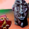 Marion Lucka: Kartoffelkopf und roter Kopf, Ton (1995)