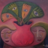 Ölgemälde " ÄngstlicheBlüten" 40 x 40 cm (2020)